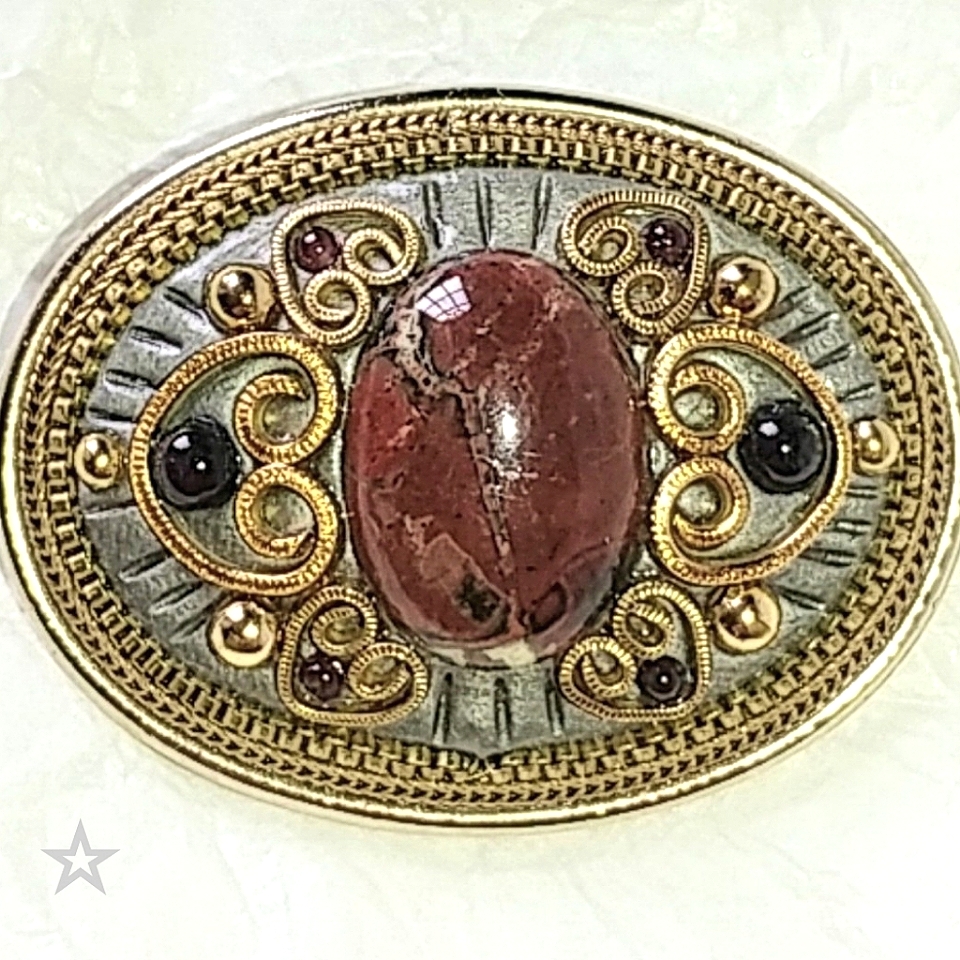 Michal Golan Jasper & Garnet Brooch Pin Pendant